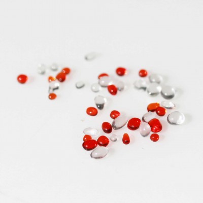 Glass Droplets - Red and Clear